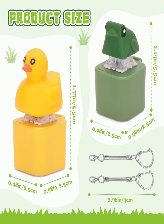 FunisFun Quacking Duck & Croaking Frog Keyboard Fidget Toy Keychain, Rechargeable Duck Frog Fidget Clicker with LED Light, Sensory Toy for Adults Stress Relief Anxiety (Yellow&Green, 2P) - Image 2